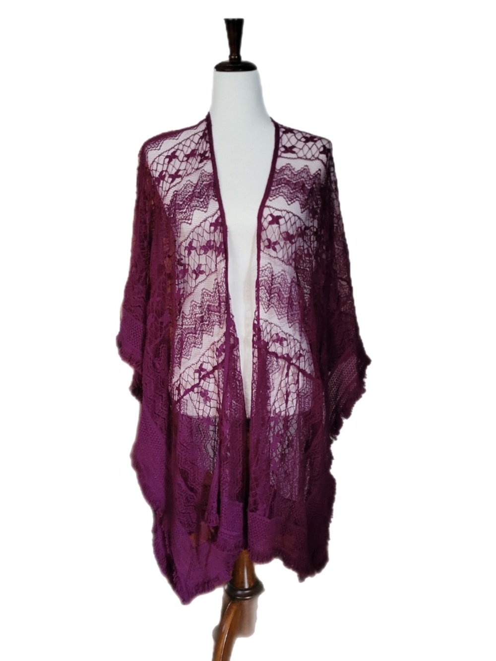 Lace Kimono Cardigan Duster Open Face Lane Bryant One Size Fairy Cottage Goth